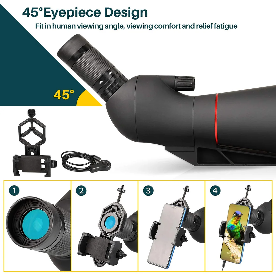 BEBANG Spotting Scope, 25-75x100 Spotting Scope with Tripod and Phone Adapter, Waterproof Spotting Scope for Bird Watching, Target Shooting, Hunting