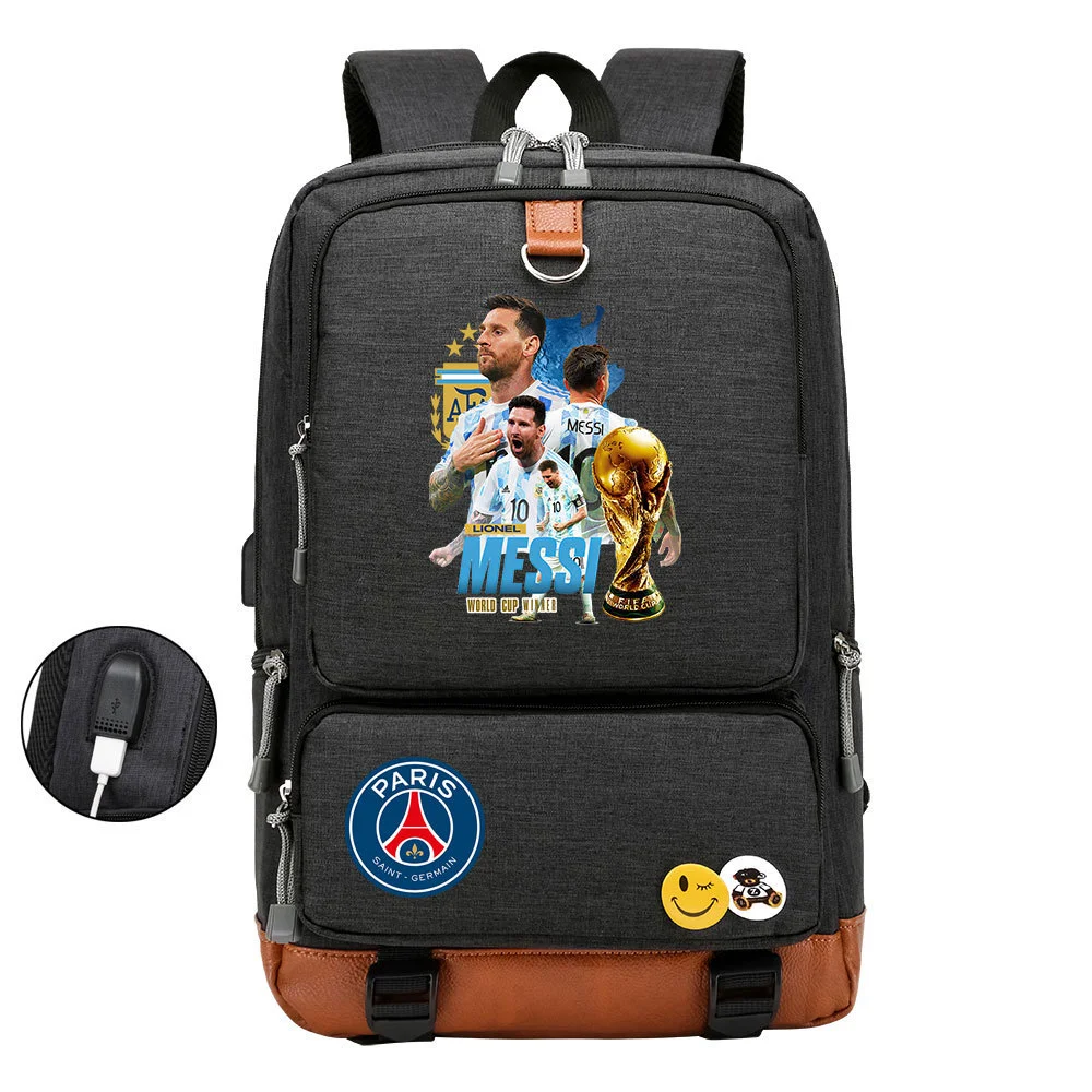 Buzzdaisy Score Big with Lionel Messi: Multi-Pocket Backpack with USB Charging and 15-Inch Laptop Capacity