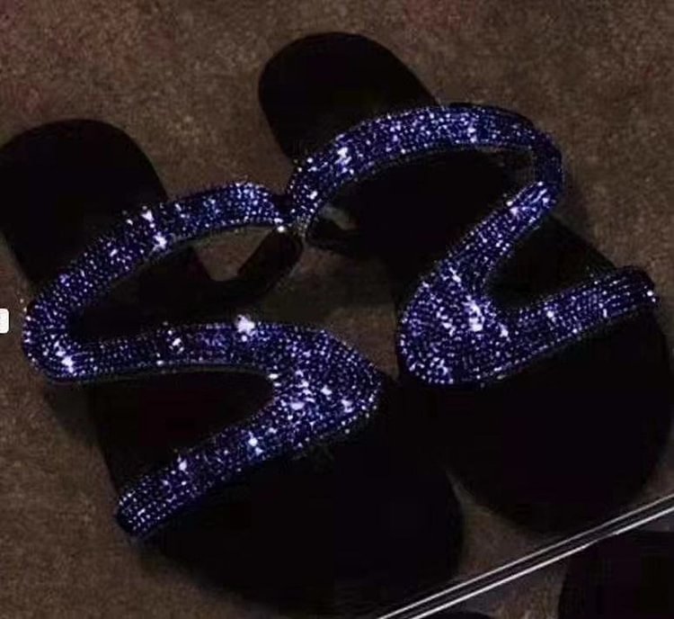 Shiny Rhinestone Thong Summer Flat Sandals