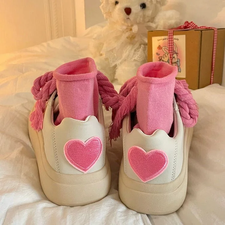 Pink Heart Chunky Sneakers