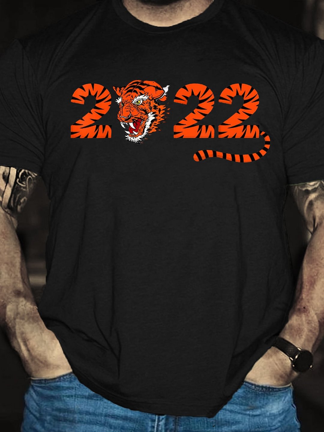Year Of The Bengal Tiger 2022 Cotton Casual Short Sleeve T-Shirt