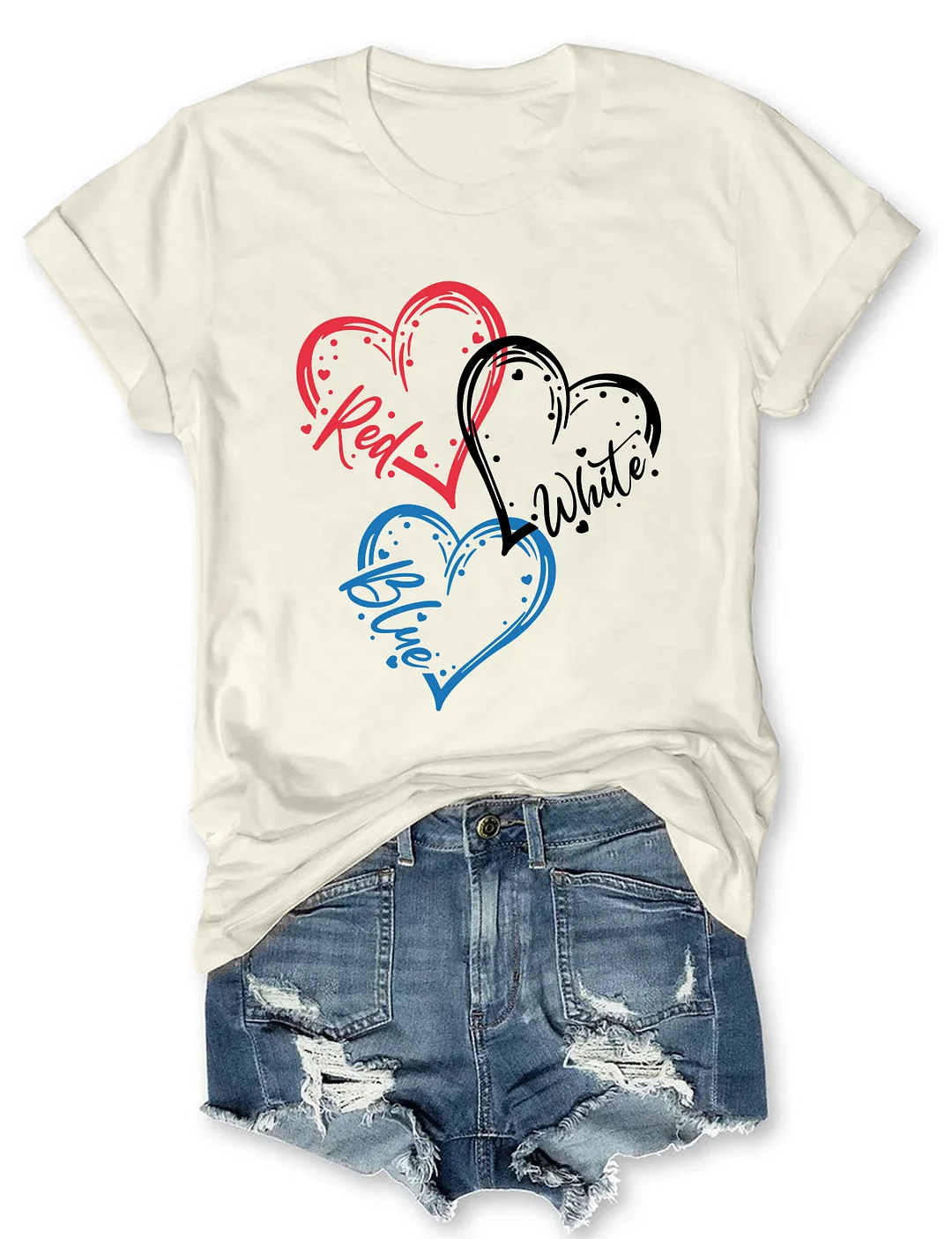 Heart Red White Blue 4th Of July T-shirt