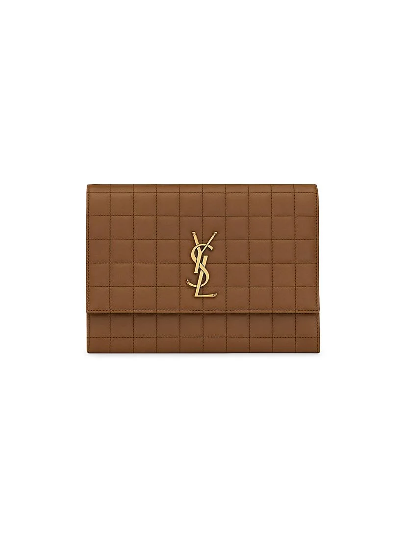 Saint Laurent Cassandre Matelassé Carré Flap Pouch In Lambskin
