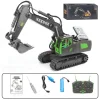 2.4Ghz 11 Channel Remote Control Excavator Toy RC Construction Bulldozer Dump Truck Alloy Vehicles Toys With Light And Sound Birthday Christmas Gifts