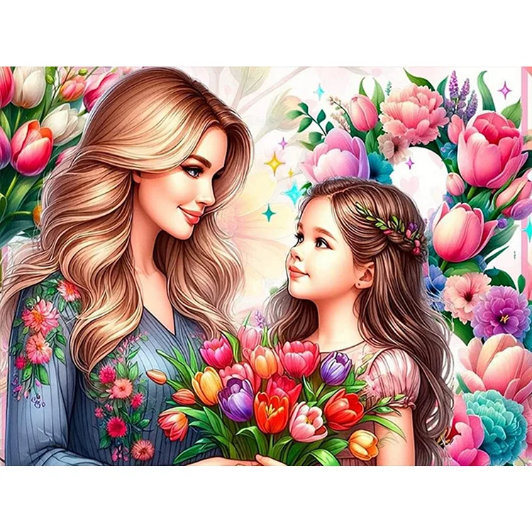 Tulips For Mother 40*30CM (Canvas) Full Round Drill Diamond Painting gbfke