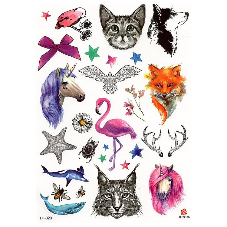 Animal Beast Butterfly Waterproof Temporary Tattoo Sticker for Adults Kids Fox Cat WomenBody Art Fake Tatoo