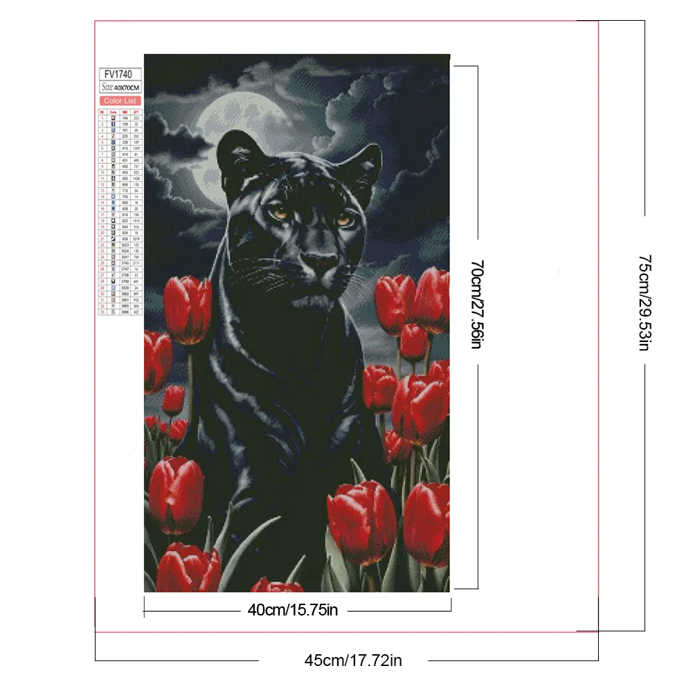 Partial AB Diamond Painting - Full Round Drill - Tulip Panther(Canvas|45*75cm)