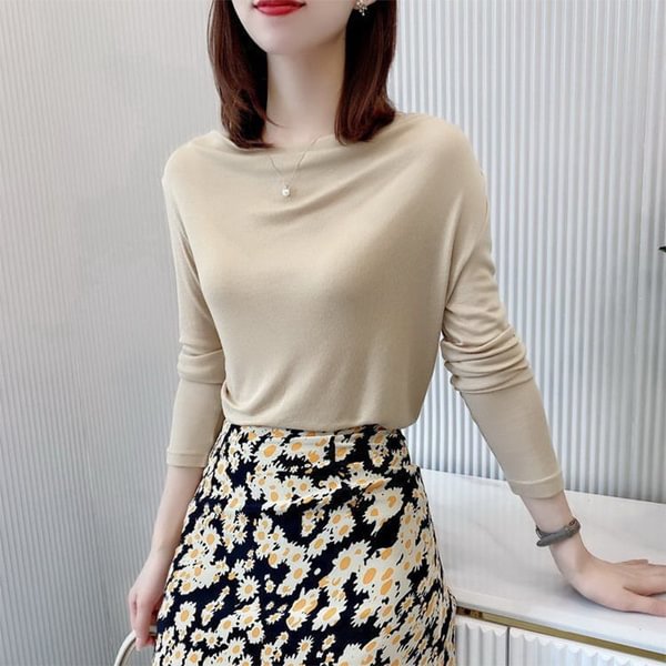 Women's Spring Autumn Blouses Shirt Women's Knitting Long Sleeve O-Neck Korean Casual Tops - Shop Trendy Women's Clothing | LoverChic