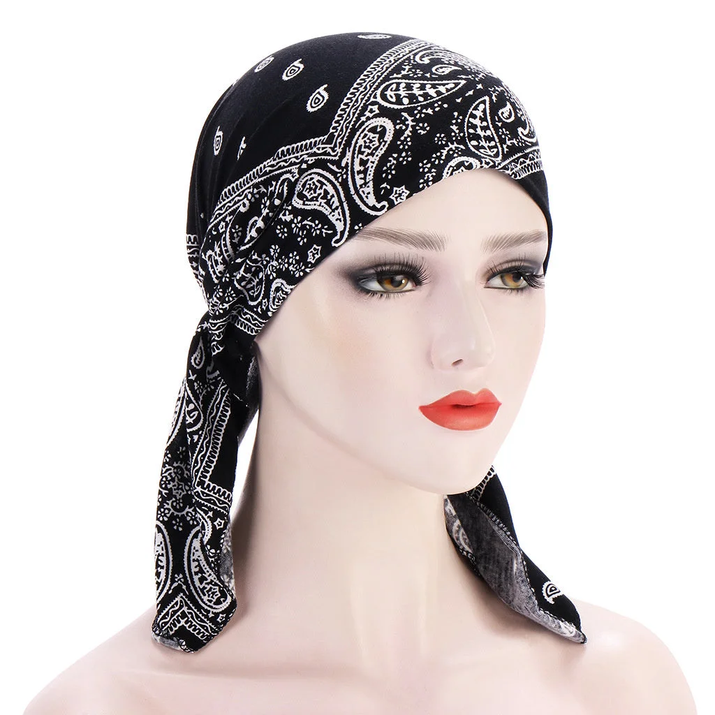 Women's Floral Printed Muslim Turban Hat Cap