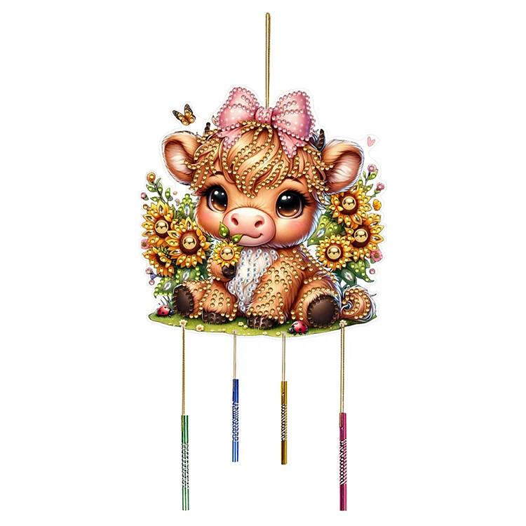 Double Sided Special Shaped Animal Diamond Art Painting Wind Bell Hanging Sign