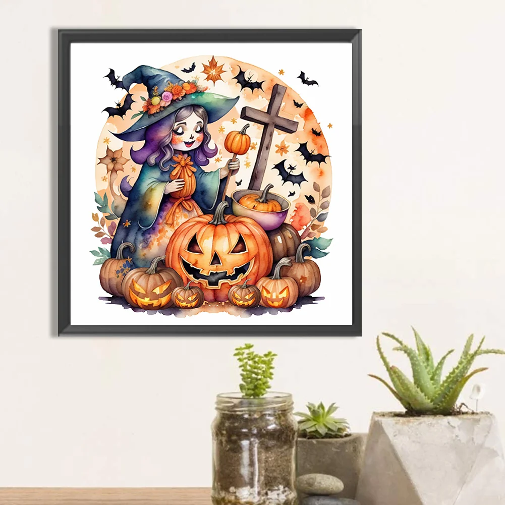 Diamond Painting - Full Round Drill - Witch Pumpkin(Canvas|40*40cm)