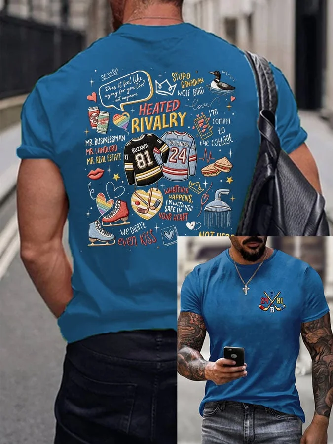 Men's Hockey Romance Print T-Shirt  socialshop
