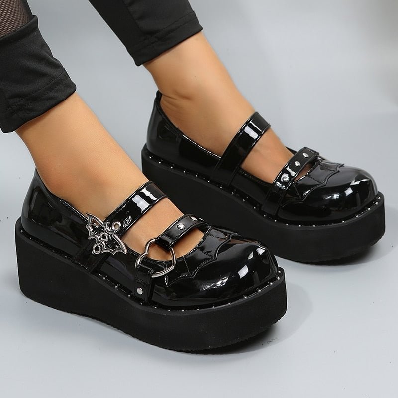 Sweet Cute Mary Janes Women's JK Uniform Pumps Wedges High Heels Platform Pumps Female Gothic Girls Lolita Punk Shoes Heels