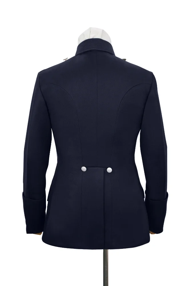   German Fire Police Navy Blue Gabardine Service Waffenrock Tunic With Pipe II German-Uniform