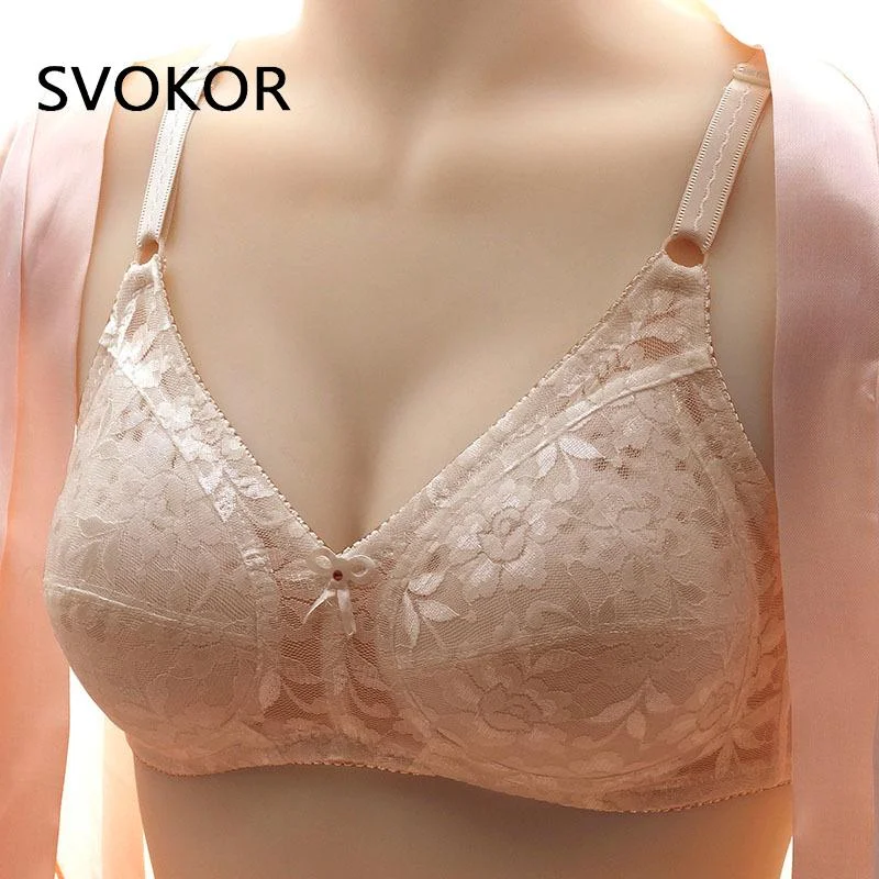 SVOKOR Push Up Bra Sexy Lace Bras For Women Wireless Bralette Ultra-thin Flower Bra underwear