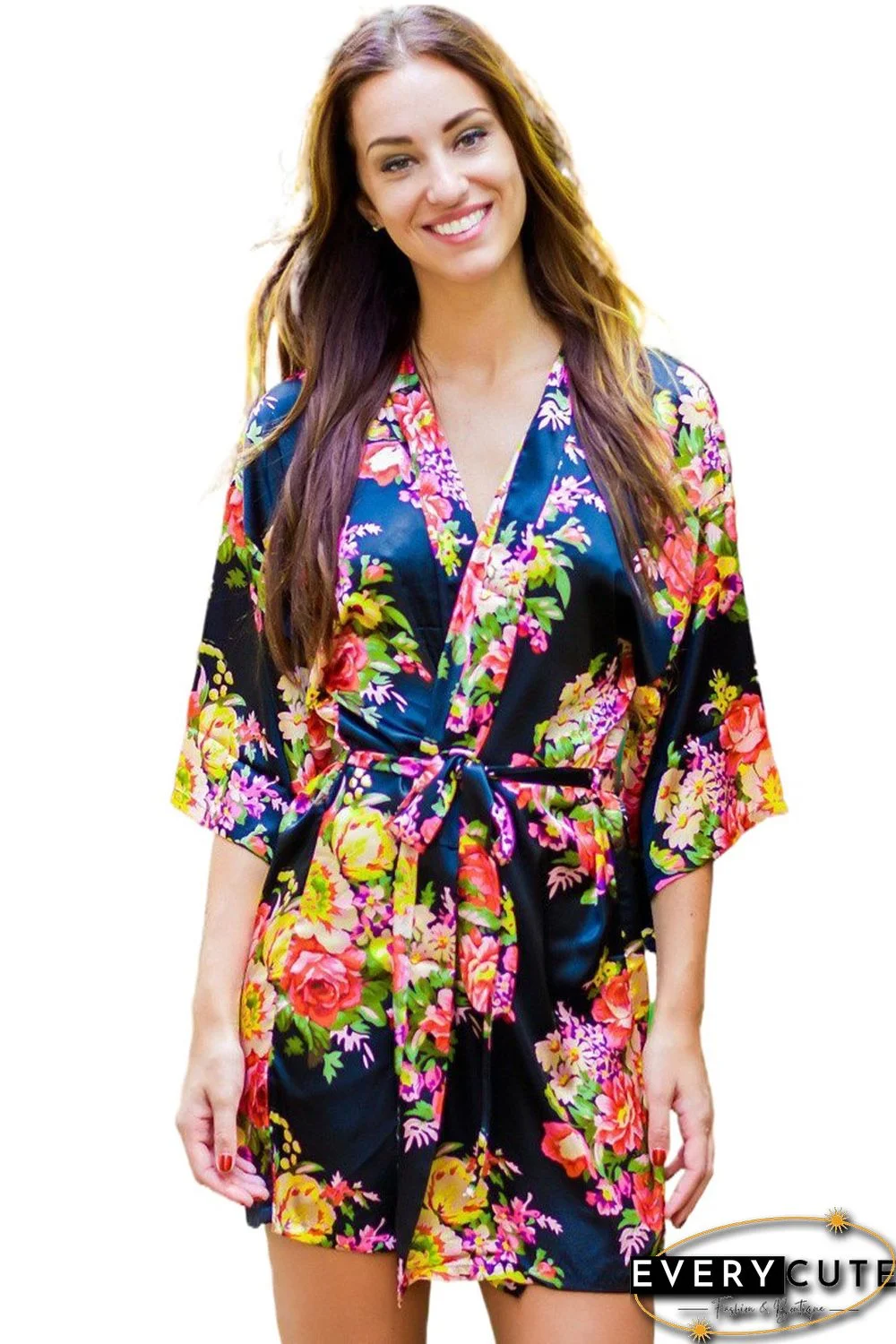 Floral Bundles Robe with Belt