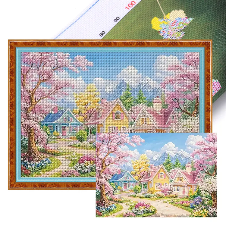 【Mona Lisa Brand-Cotton】Rural Cottage 85*65cm 11CT Stamped Canvas Cross Stitch gbfke