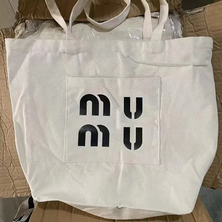 Canvas Bag for Women Beige Grocery Tote Shoulder Handbag Female Reusable Shopping Ladies Bag Eco Friendly