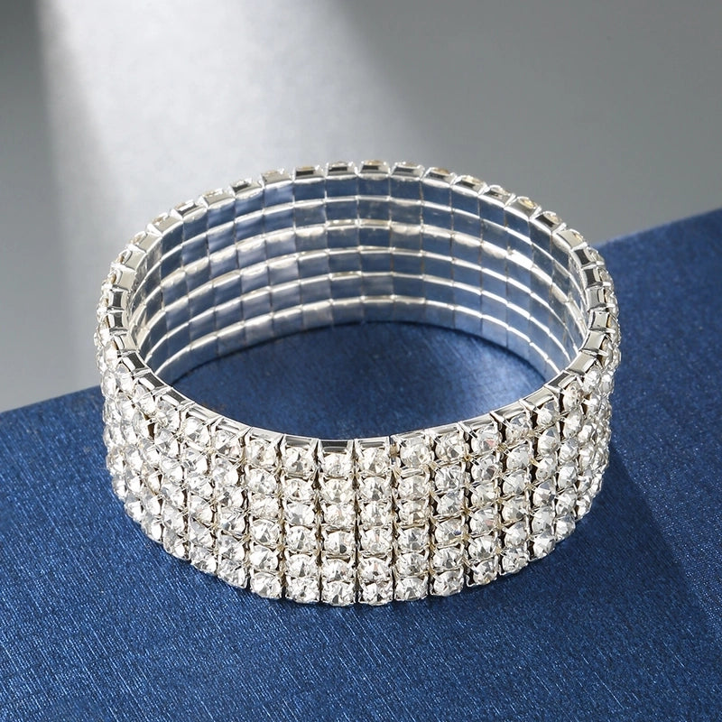 Minimalist Solid Color Copper Inlay Rhinestones Chakra Bracelet