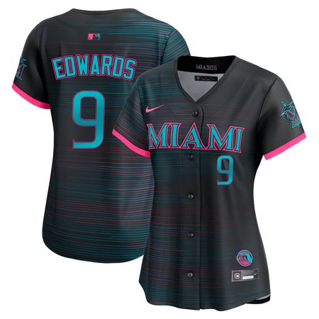 Women's Miami Marlins #9 Xavier Edwards  Black 2025 City Connect Limited Jersey