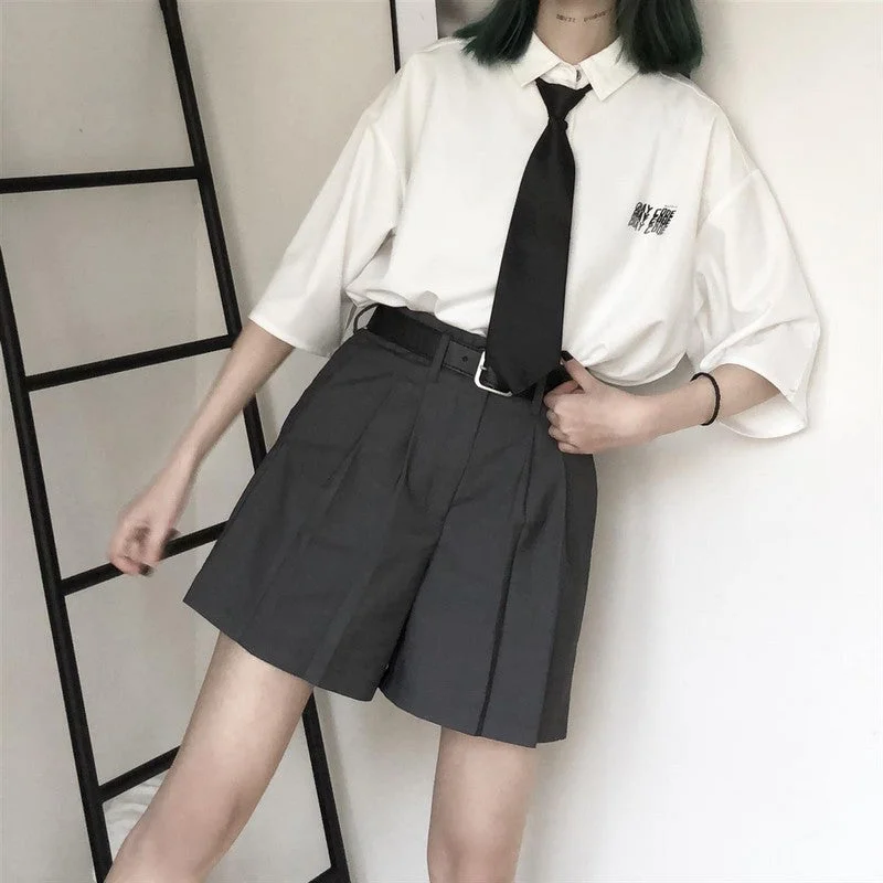 NiceMix  clothes half-sleeved shirt tops and pant clothes 2 piece set women tracksuit preppy loose summer two pieces set