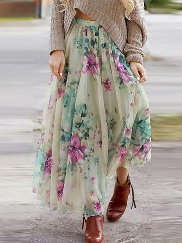 Boho Floral Summer Chiffon Beach Skirts