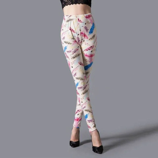 CUHAKCI Leggings Women Colorful Digital Print Sexy Leggings Stretch Workout Push Up Trousers Fitness Pants