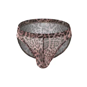 Men's Sexy See-Through Leopard Mesh Briefs European Style