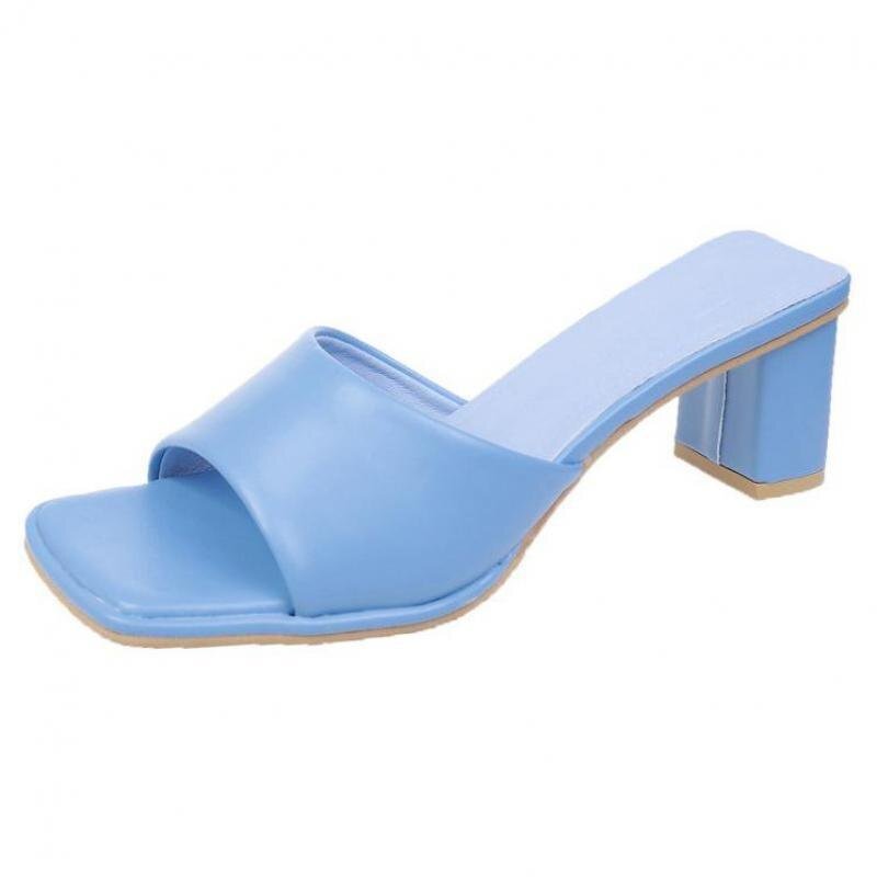 Yyvonne Women Designer High Heels Slides Mules Summer Thick Block Sandals Slippers Luxury Chunky Shoes Ytmtloy Indoor Sapatos Mulhe