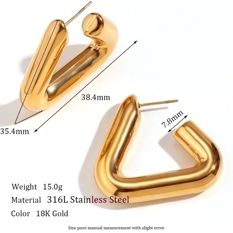 1 Pair Basic Minimalist Classic Style Triangle Plating 304 Stainless Steel 18K Gold Plated Earrings