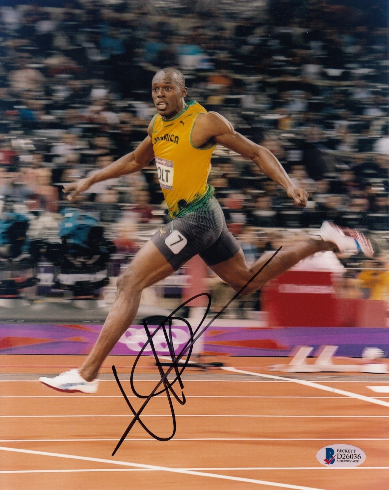 Usain Bolt #2 Signed 8 x 10 Photo Poster painting Beckett Certified Olympics