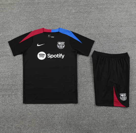 24/25 Barcelona Training Kit Short Sleeve Black Football Shirt Thai Quality