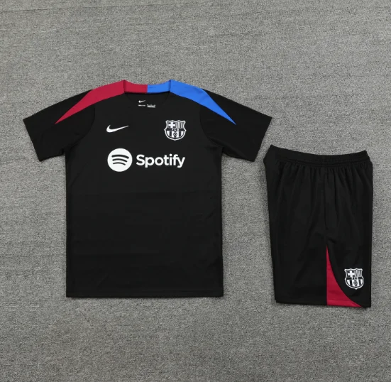 24/25 Barcelona Training Kit Short Sleeve Black Football Shirt Thai Quality