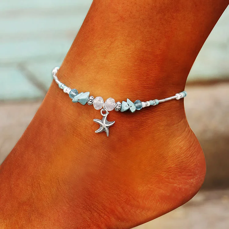 Olivenorma Turquoise Starfish Wave Charm Bracelet Anklet
