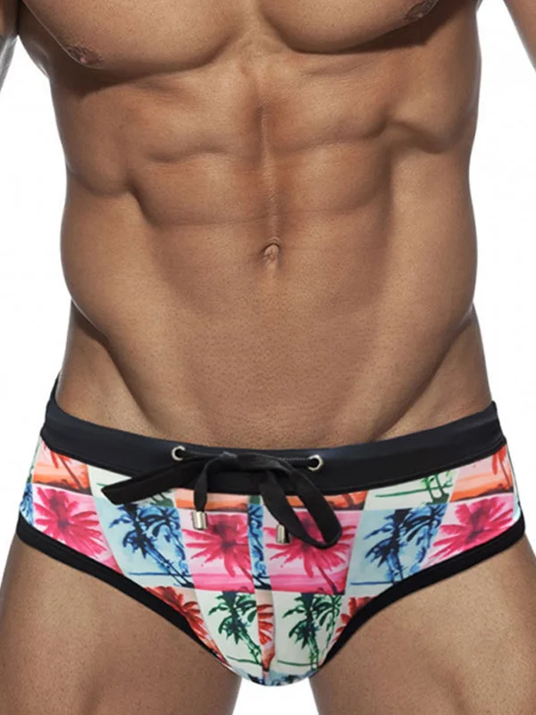 Men's Nine Grid Coconut Print Trunks