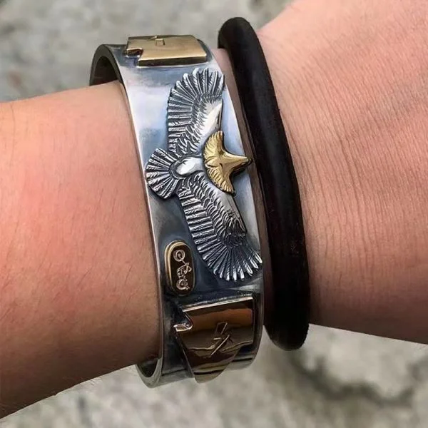 Sterling Silver Gold Eagle Bracelet