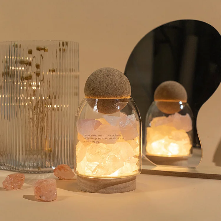 Olivenorma Diffuser Flameless Essential Oil Crystal Aromatherapy Lamp-Rose Quartz&Clear Crystal	