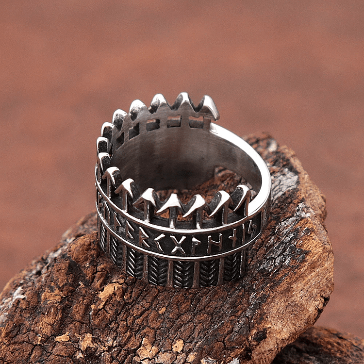 Coutureaura Nordic Viking Runic Arrow Ring