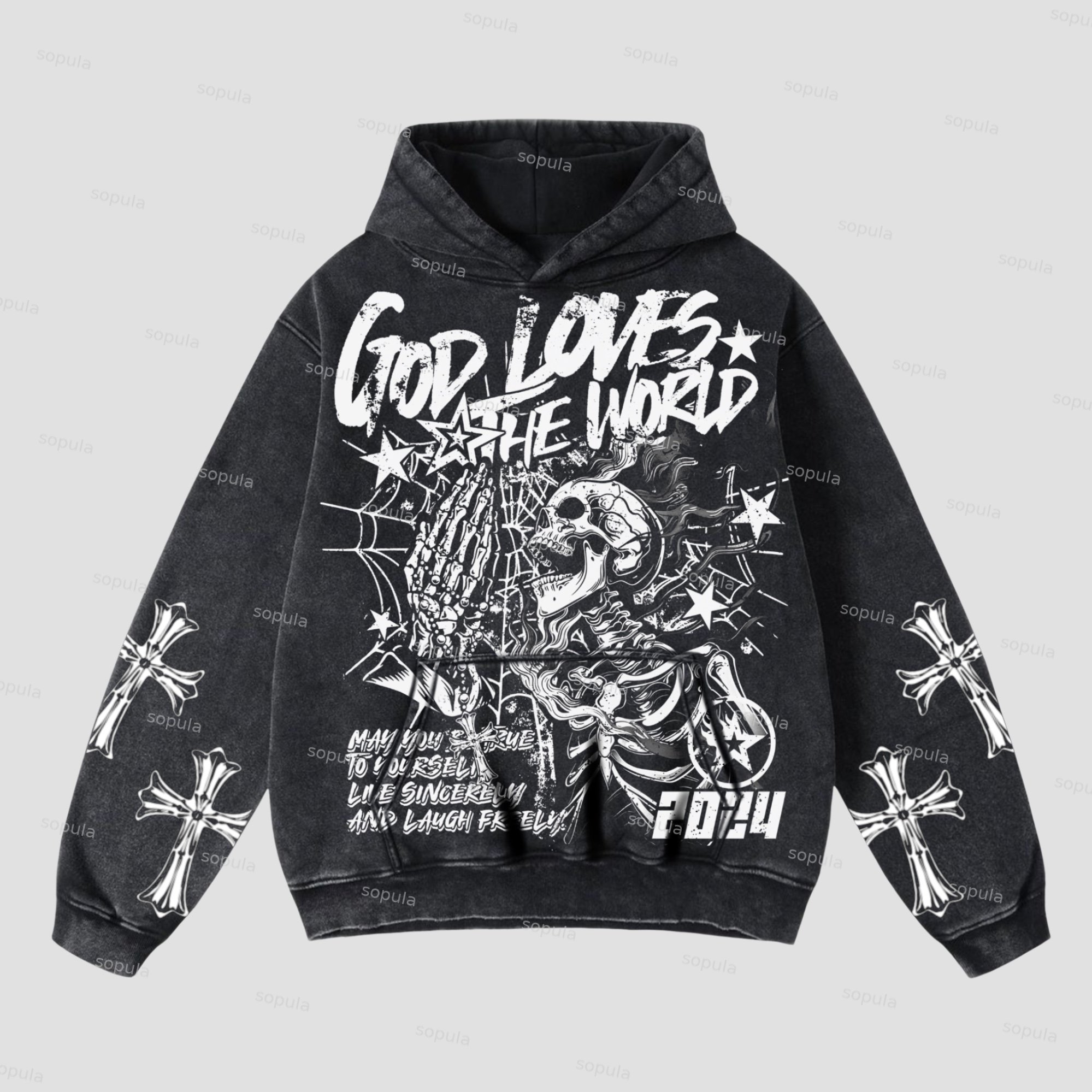 Sopula God Loves The World Graphics Hooded Sweatshirt