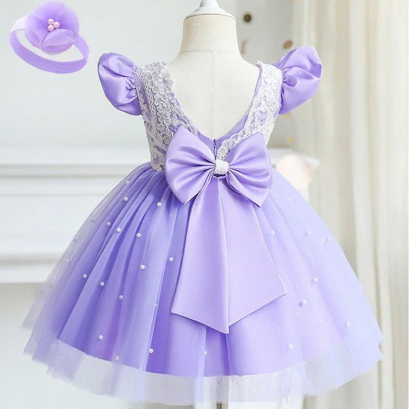 Summer Baby Dress Girl Beading 1st Birthday Dress For Baby Girl Dress Elegant Princess Dresses Infant Party Christening Gown