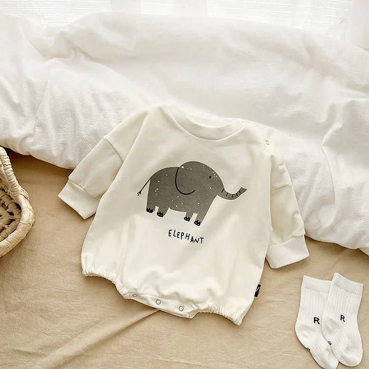 ELEPHANT Baby Crew Neck Pajamas Bodysuit