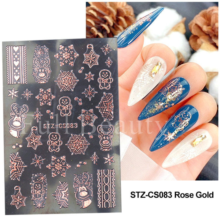 Bayoumowers Pink Marble 3D Nail Stickers Ink Blooming Geometry Lines Adhesive Sliders Watercolor Flower Leaves Nail Art Decals LASTZ-SJ031
