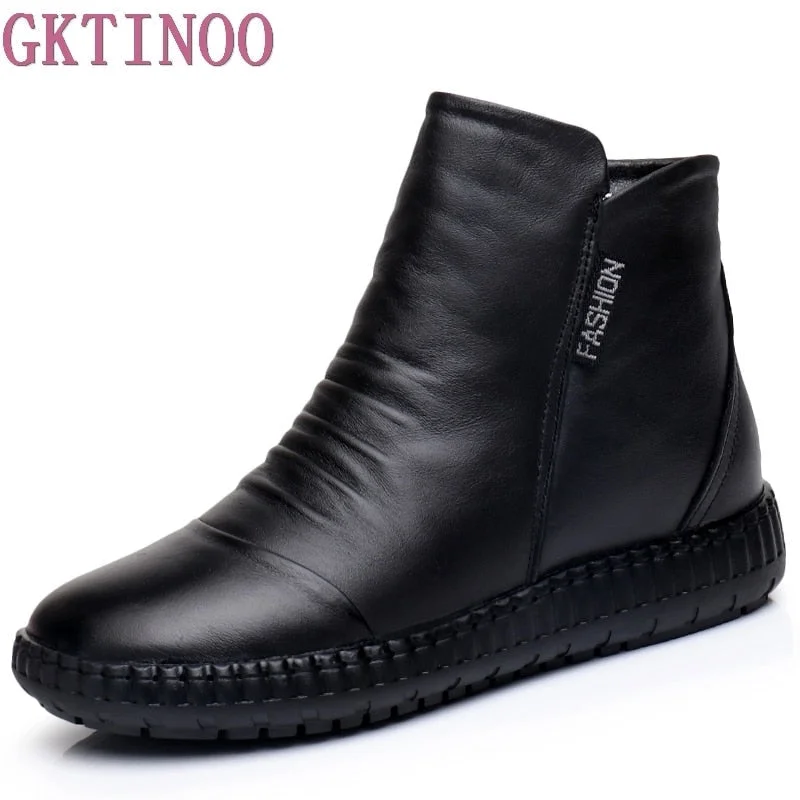 New 2021 Autumn Fashion Women Genuine Leather Boots Handmade Vintage Flat Ankle Botines Shoes Woman Winter botas 515-1