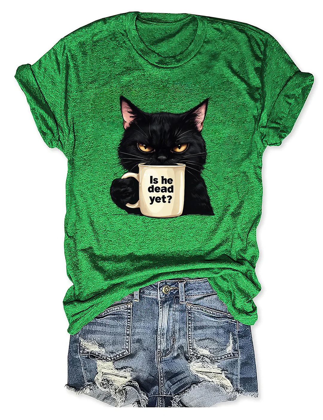 Is He Dead Yet Black Cat T-shirt