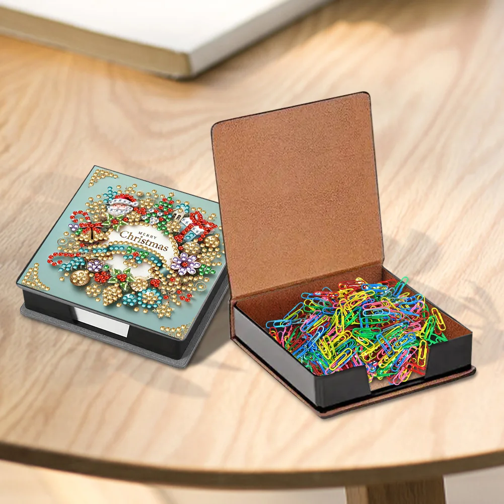 5D DIY PU Wreath Diamond Painting Notecard Box Gem Art Sticky Note Holder