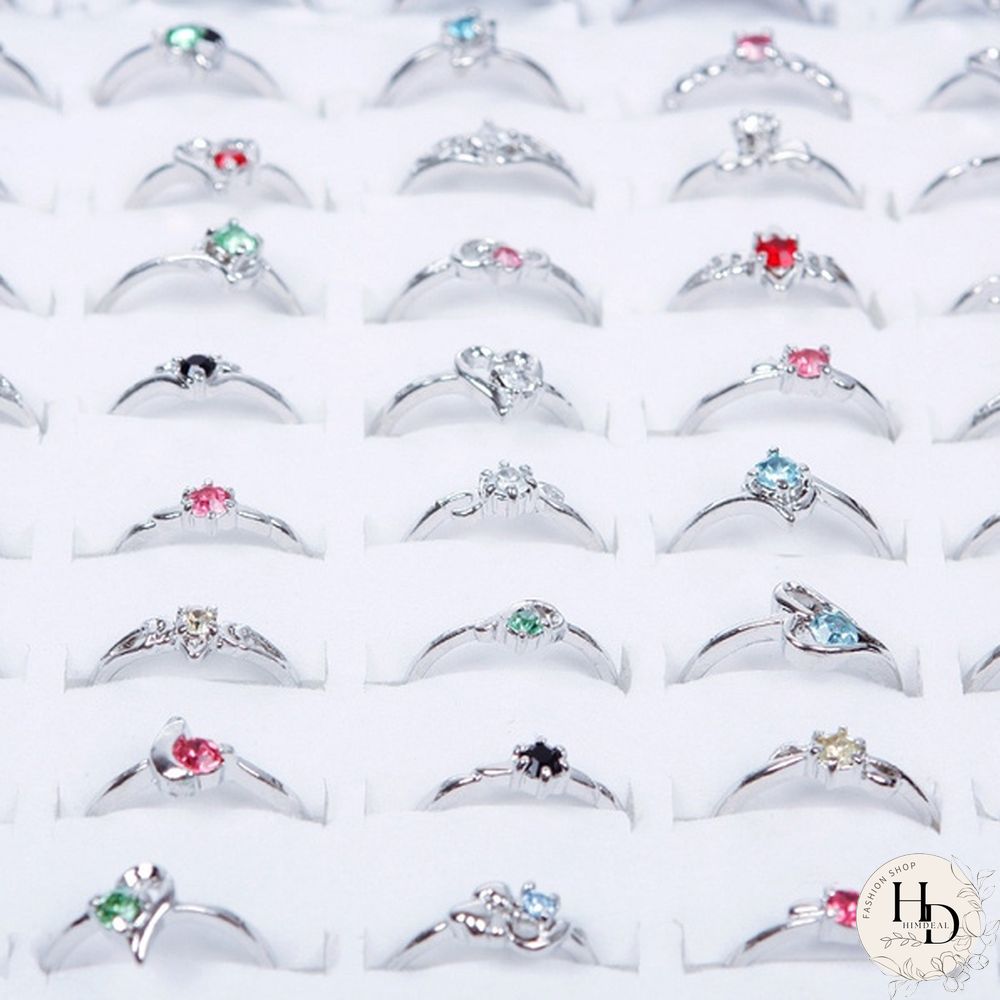 30pcs/Set Woman Wholesale Lots Rhinestone Assorted Silver Plated Ring