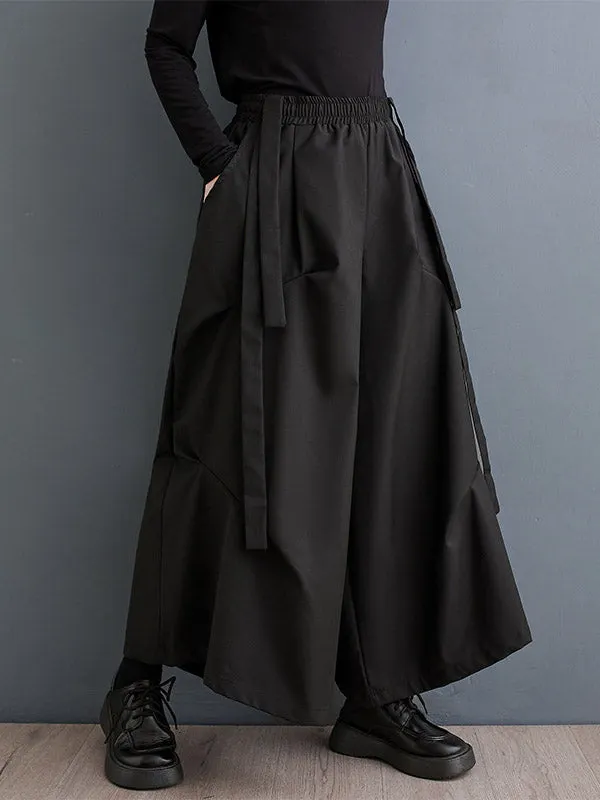 EZwear Contrast Trim Tube Top & Folded Waist Wide Leg Pants