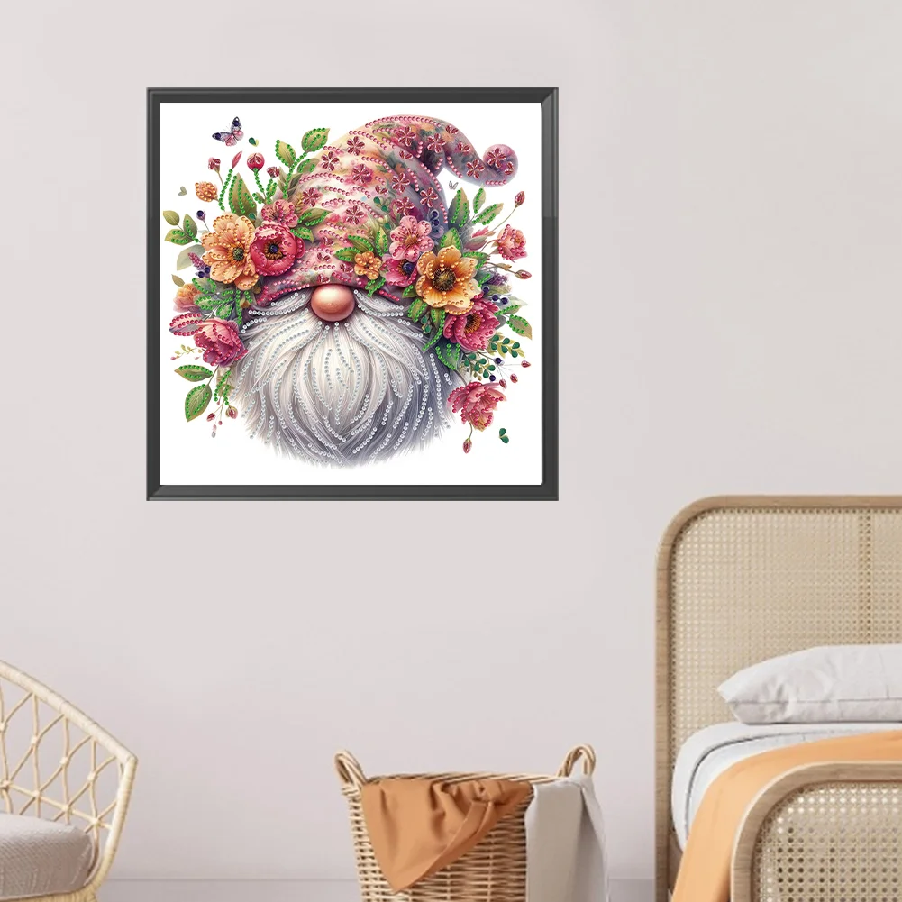 Diamond Painting - Partial Special Shaped Drill - Flower Gnome(Canvas|30*30cm)