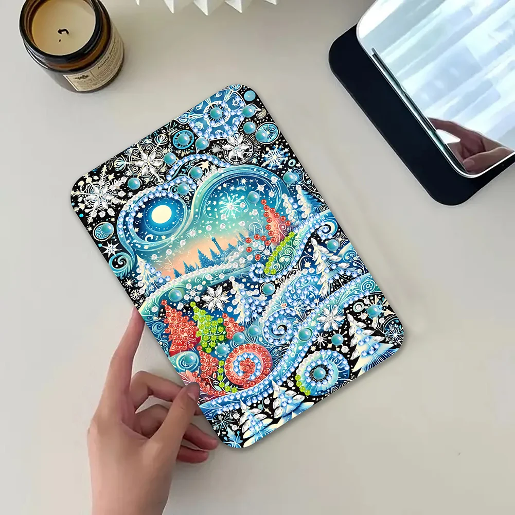 DIY Diamond Art Shiny Crystal Mirror Lightweight Standing Makeup Mirror (Snow)