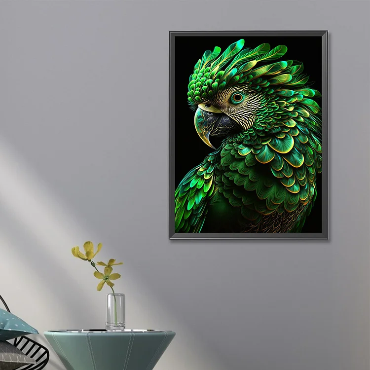 9D 2 in 1 paiting and diamond art with frame Parrot - Fashion